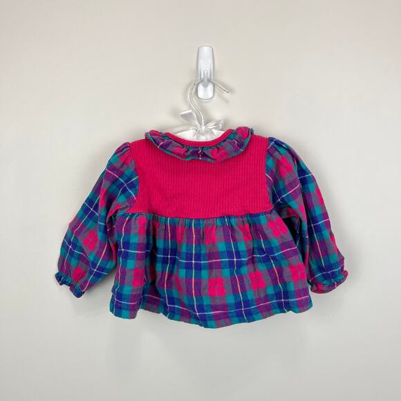 Vintage Appleby Colorful Plaid Flannel Ruffle Blouse 12 Months - Picture 5 of 7